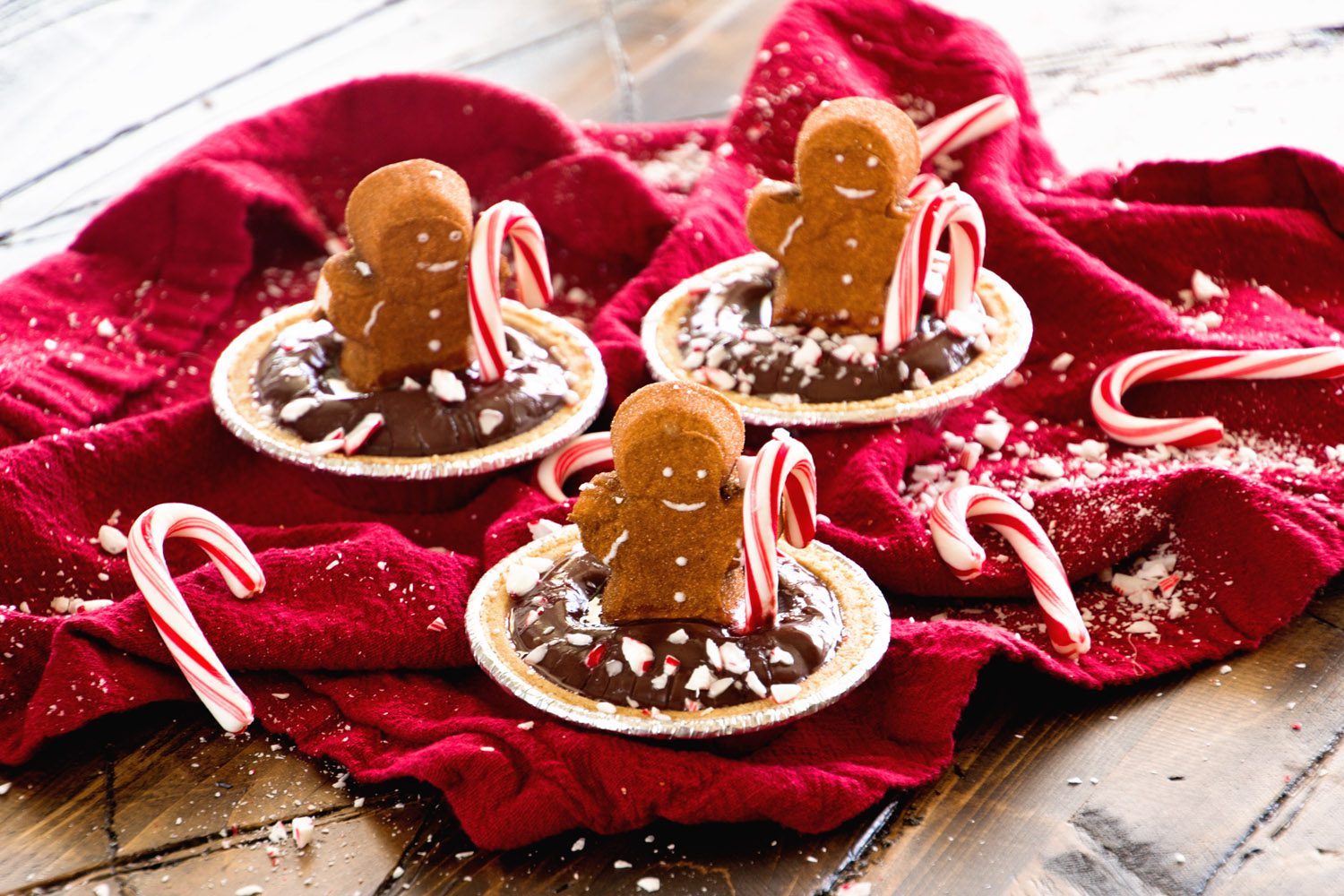 Gingerbread PEEPS Mint Chocolate Pudding Pies