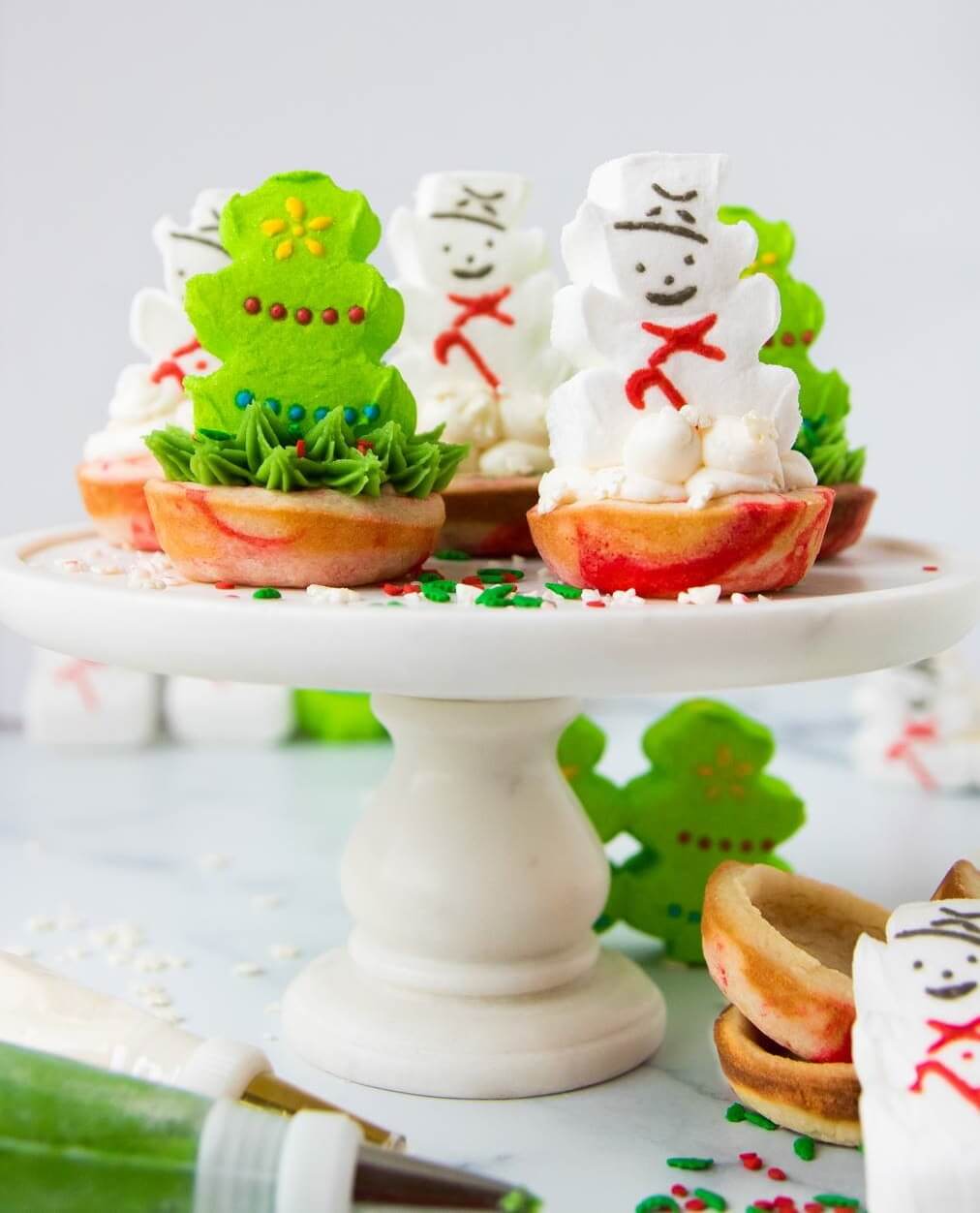 Peppermint Cookie Cups with PEEPS<sup>®</sup> Marshmallow White Chocolate Ganache