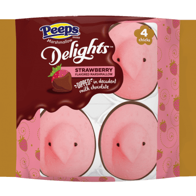 Peeps marshmallow strawberry delights 4 count package